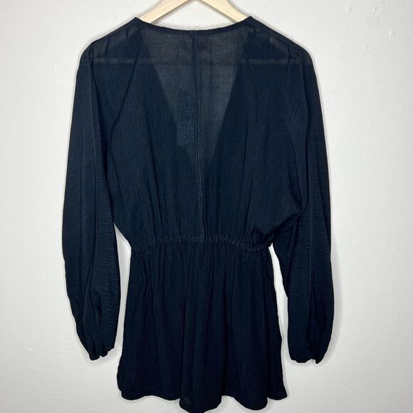 NWT Spiritual Gangster Zella Romper SMALL Black Floral Gauzy Embroidered Crinkle - Picture 5 of 11